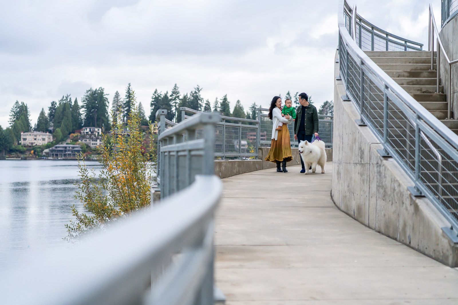 Family walking together at the park.