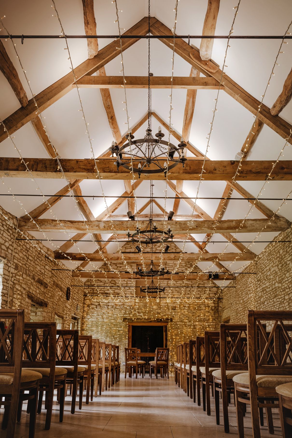 wedding venue with large venue room in old barn style with beams