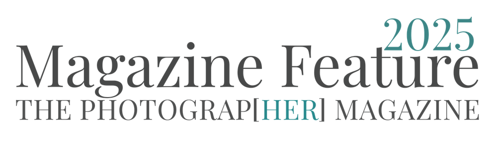 The Photograp[HER] Magazine 2025 Magazine Feature logo in elegant black and teal |Motherhood + Maternity Photographer in Westminster, CO