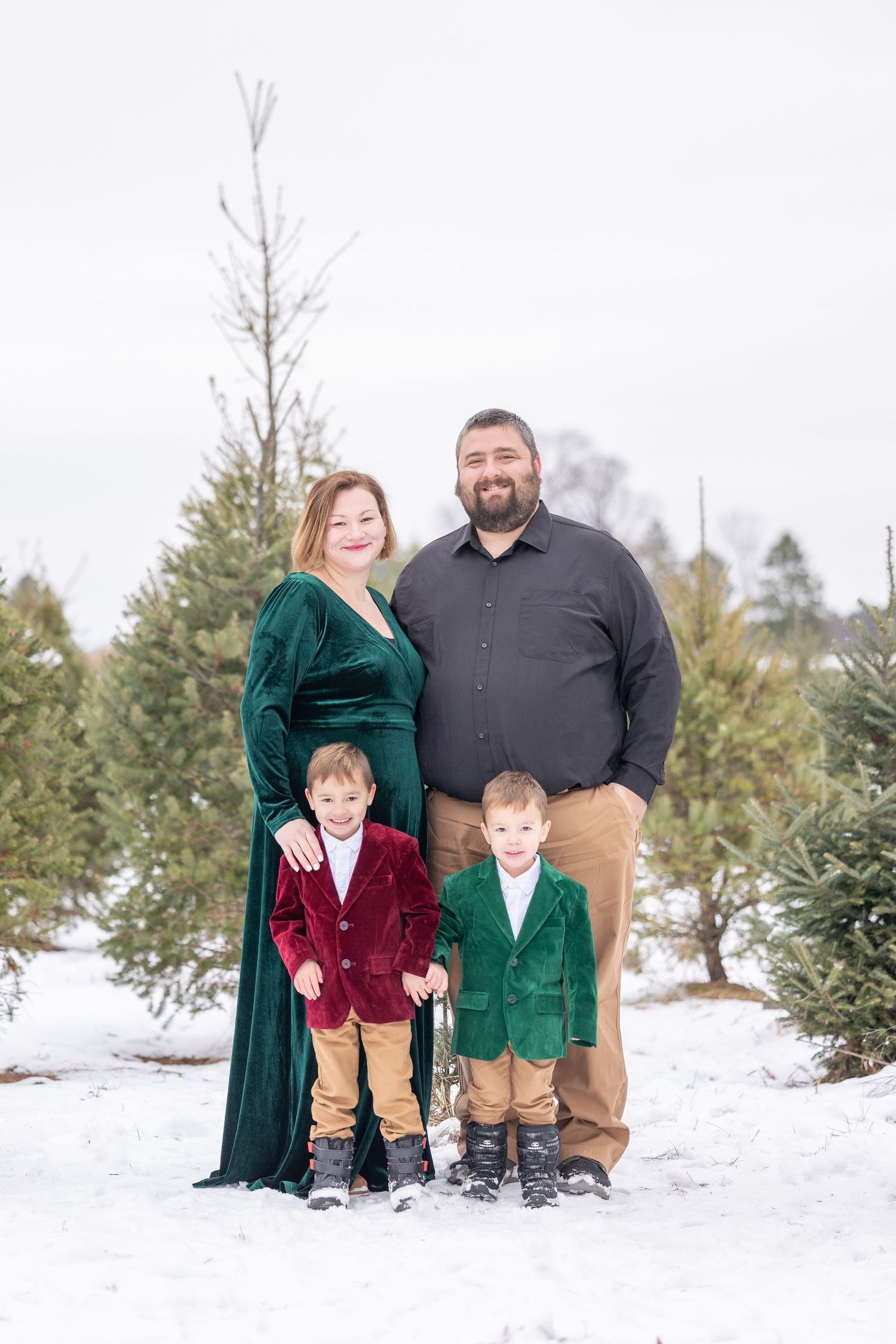 family in the snow