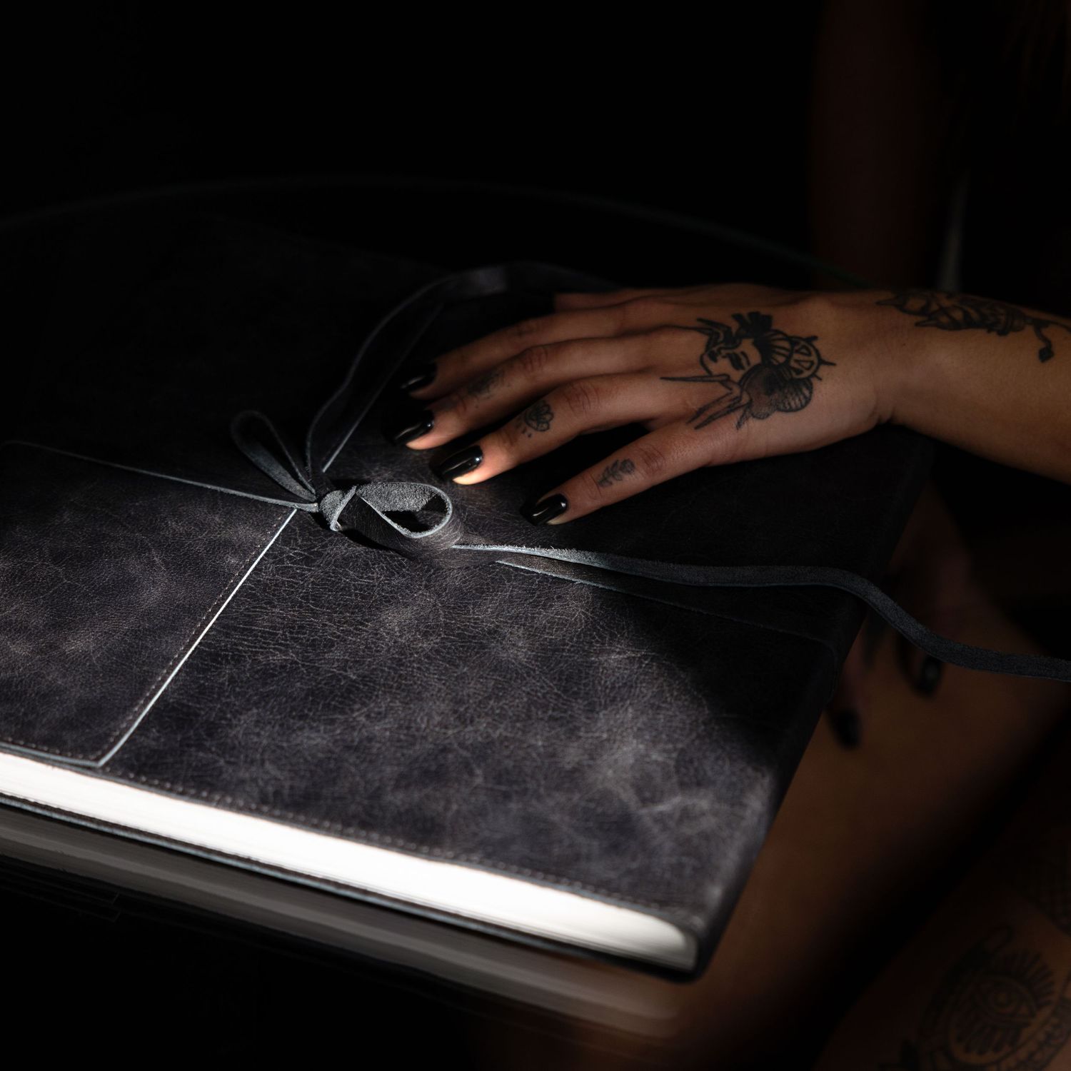 example journal album with premium leather covering