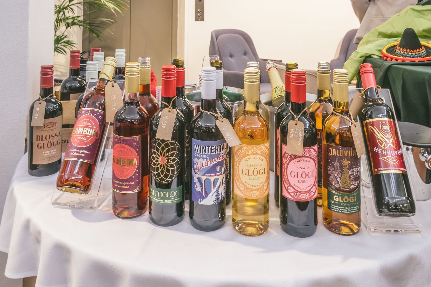 Christmas glögg selection, including Gambina, Wintertal, Tähtiglögi and Jaloviina Glögi. Photo by © Reka Peurala - Three Pod Studio