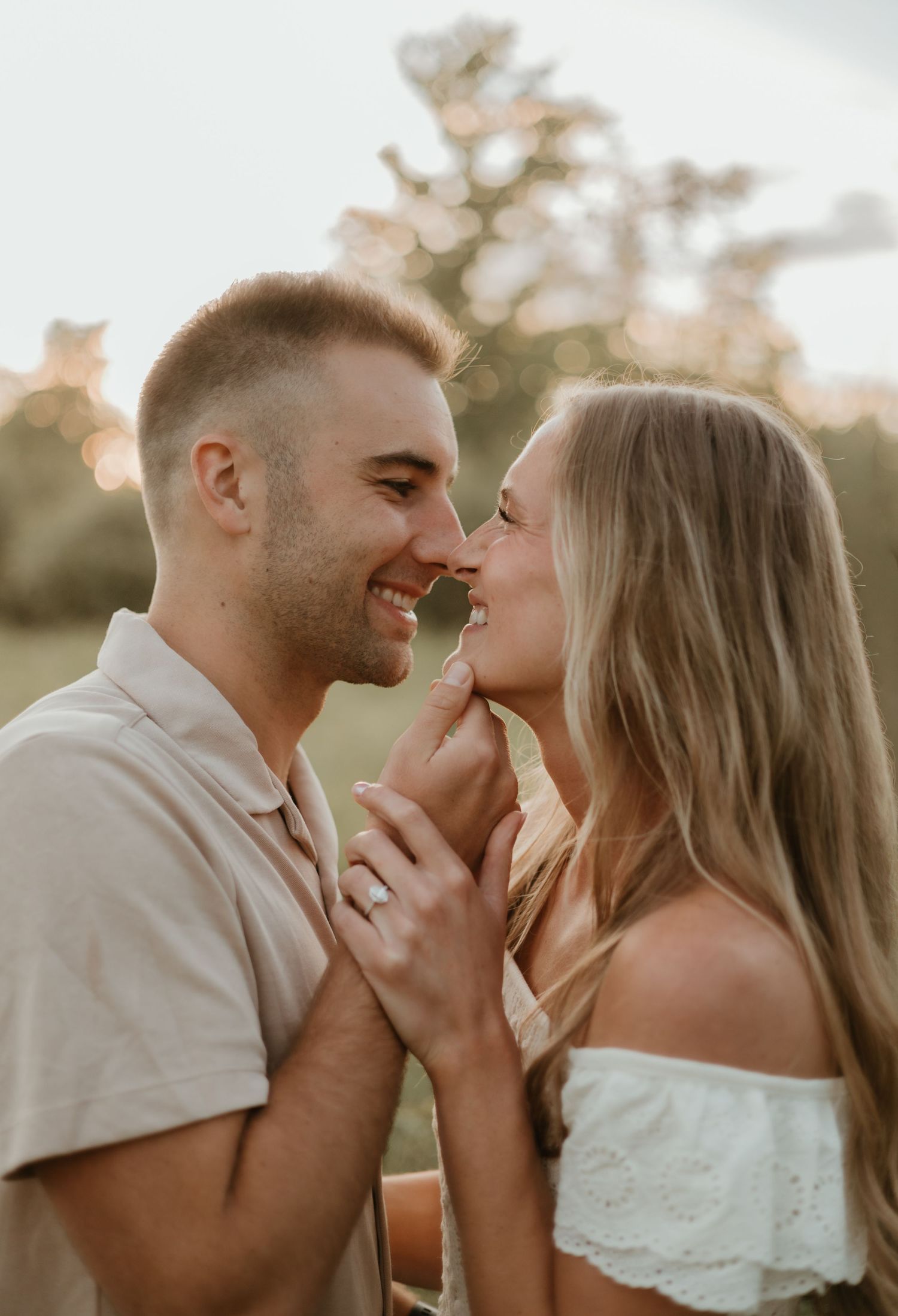 happy couple golden hour