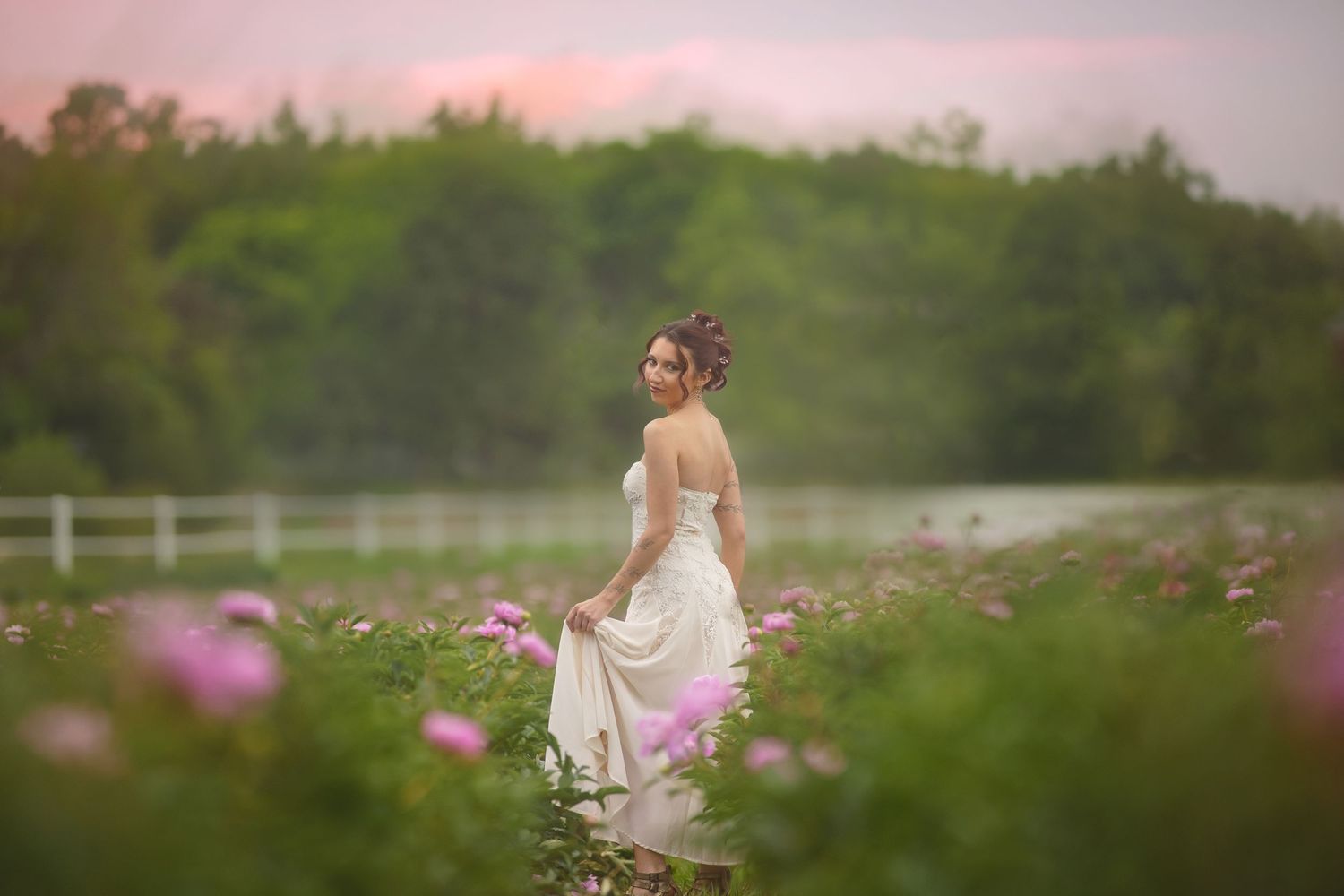 teen in peony field in Gloucester County, New Jersey