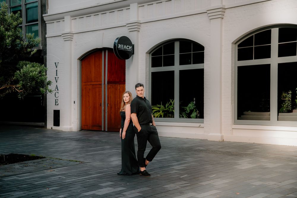 Auckland pre-wedding shoot featuring James and Ranea at sunset