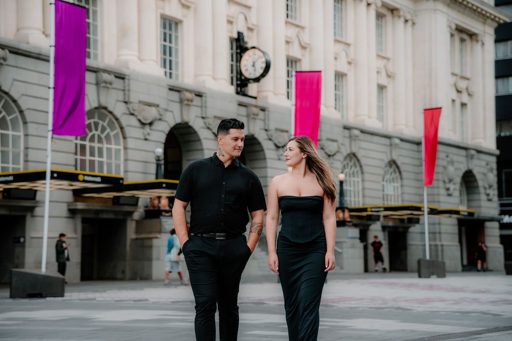 Elegant Auckland wedding photography during golden hour