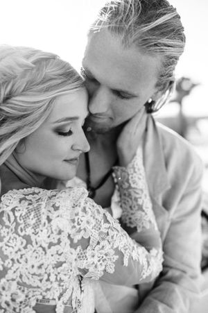 Wedding couple embracing