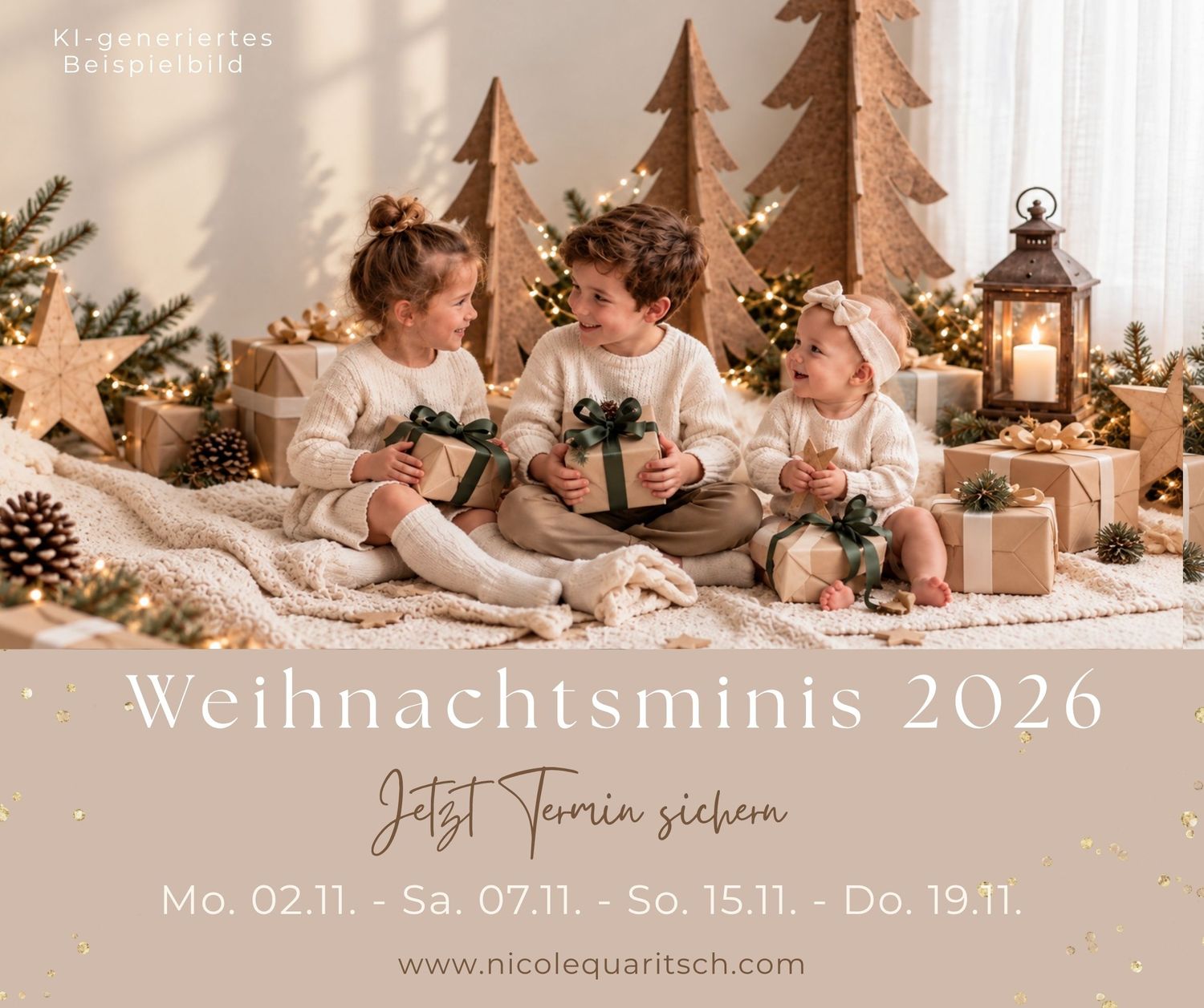 Weihnachtsfotoaktion in Stockerau im Fotostudio. Weihnachtliche Fotokulissen für eure Kinder
