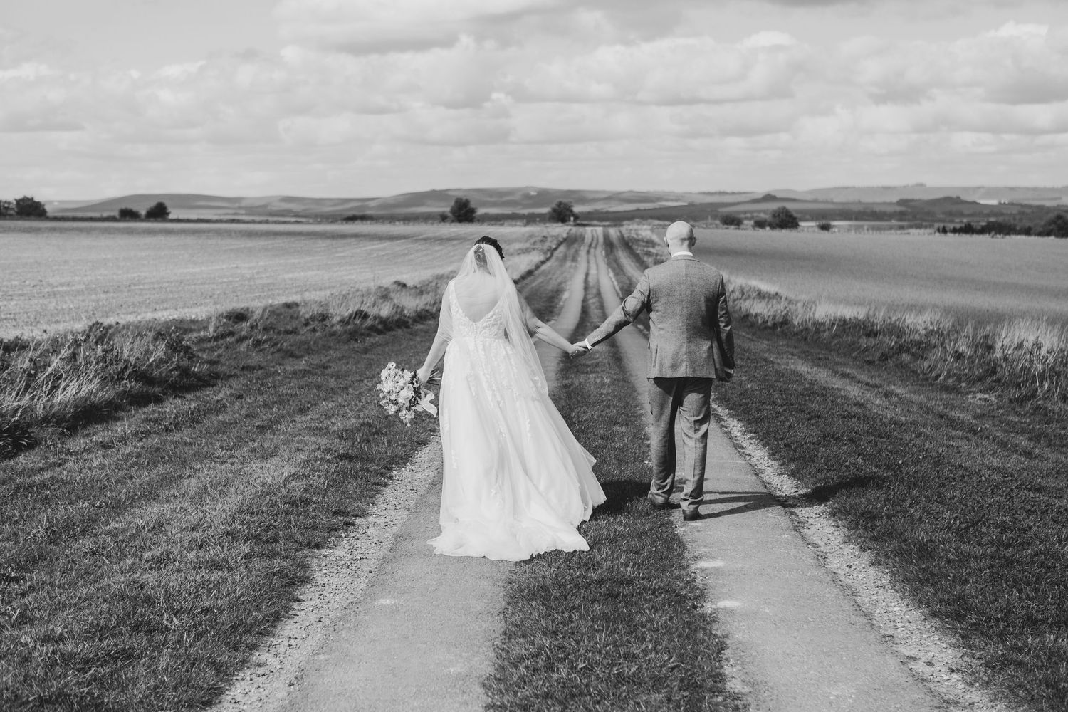 Bride and groom Chalk Barn, Wiltshire