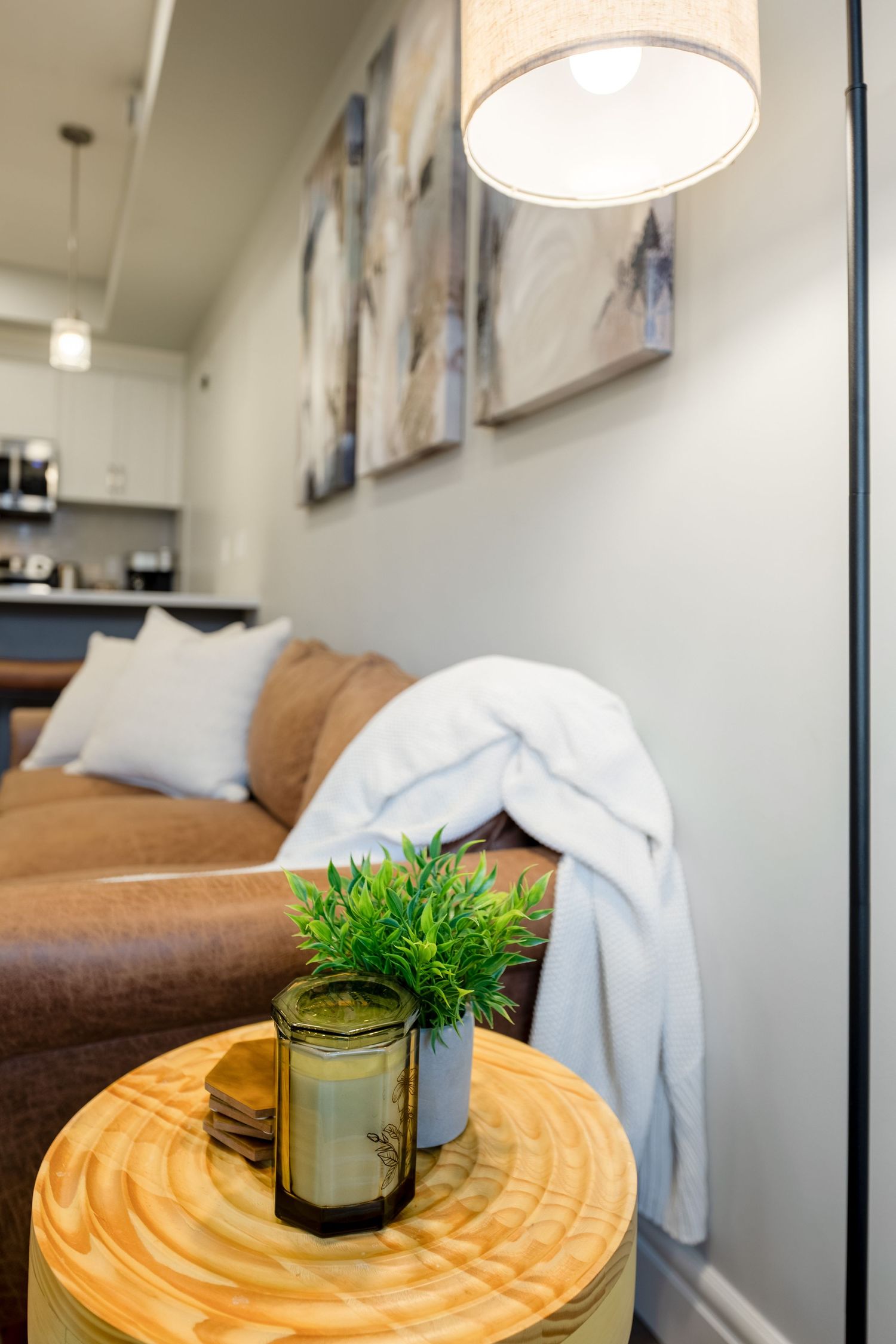Living room of an Airbnb rental in Calgary, photographed by RezinMedia