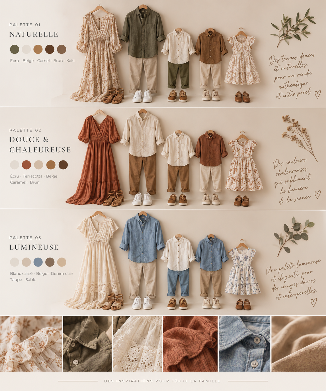 tenues pour les séances famille