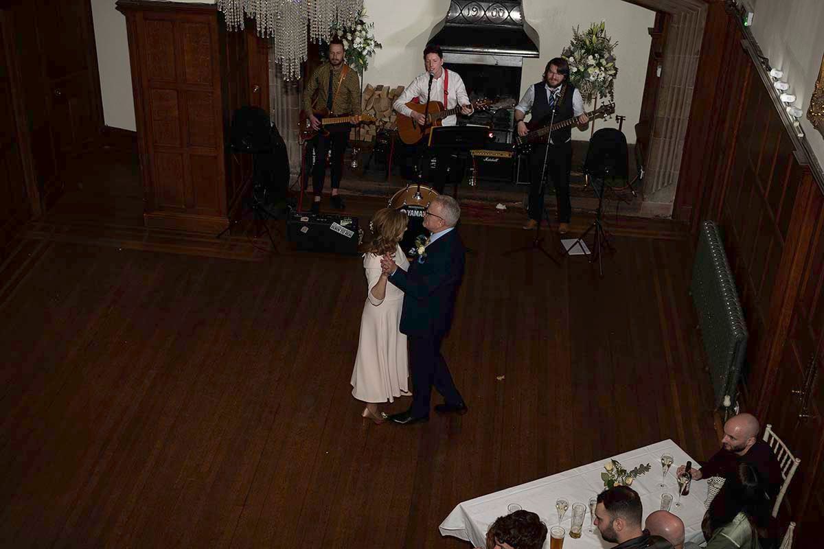 First dance in the Baronial hall at Dalston Hall wedding venue near Carlisle- Cumbria