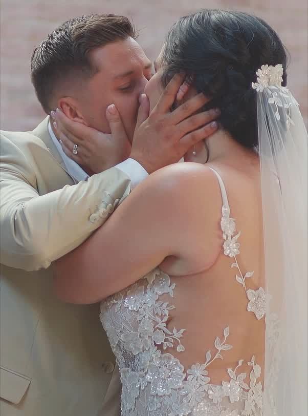 Bride and groom embracing outside their Gauteng wedding venue