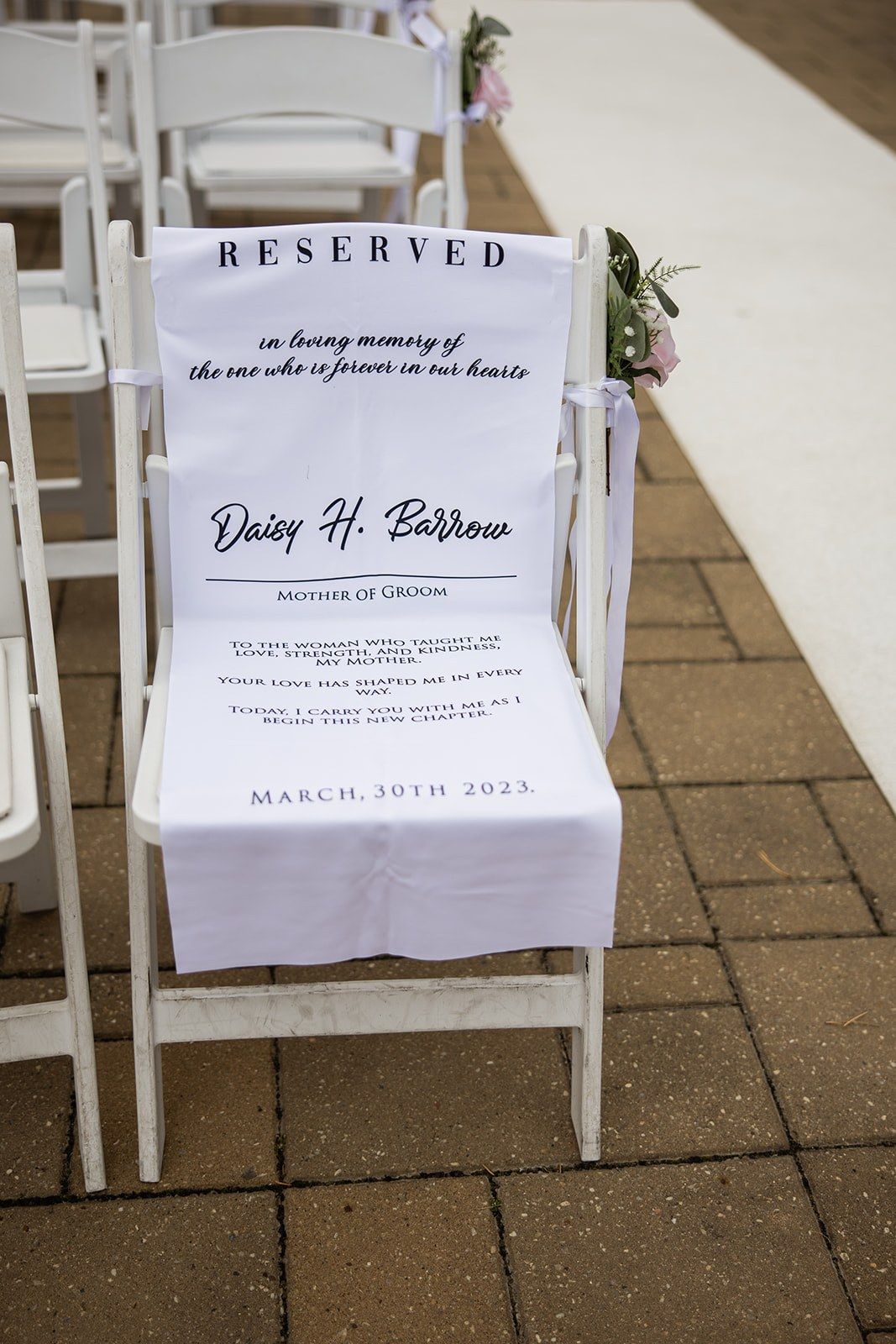 Reserved memorial chair at the ceremony, Silvertip Resort wedding