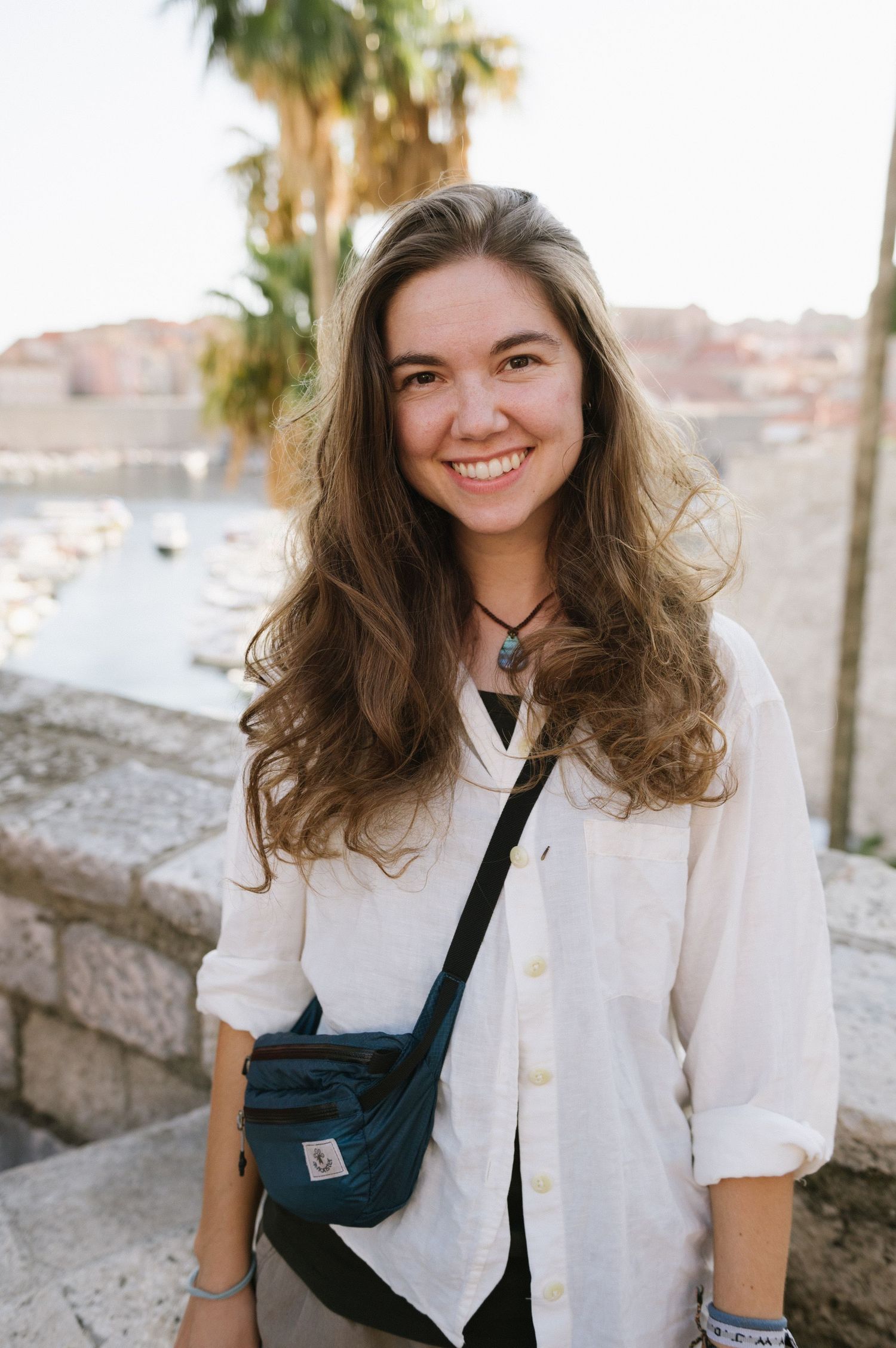A girl smiling in Dubrovnik, Croatia