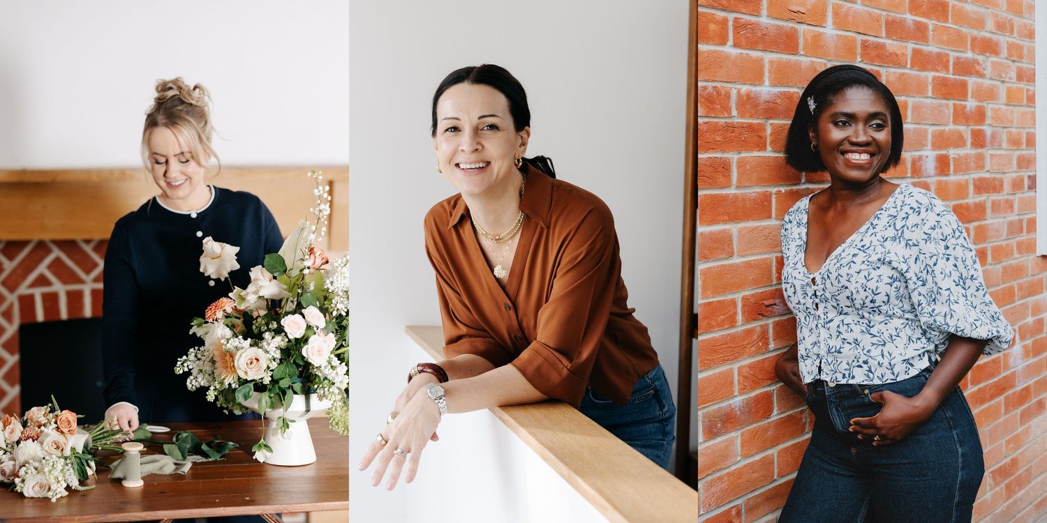 three headshots of three different women all looking at camera