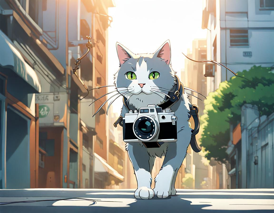 "Cat with a Camera in the City – Urban Adventure with Feline Flair"