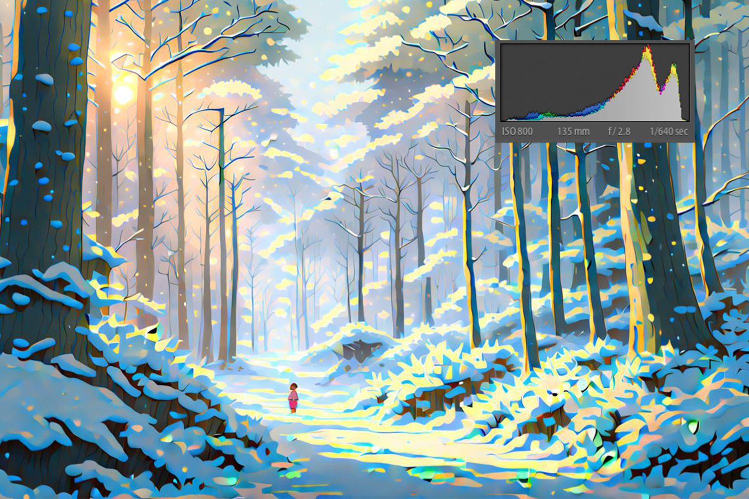 "Wintery Scene with a Histogram – Chilling Beauty in Data Visualization"