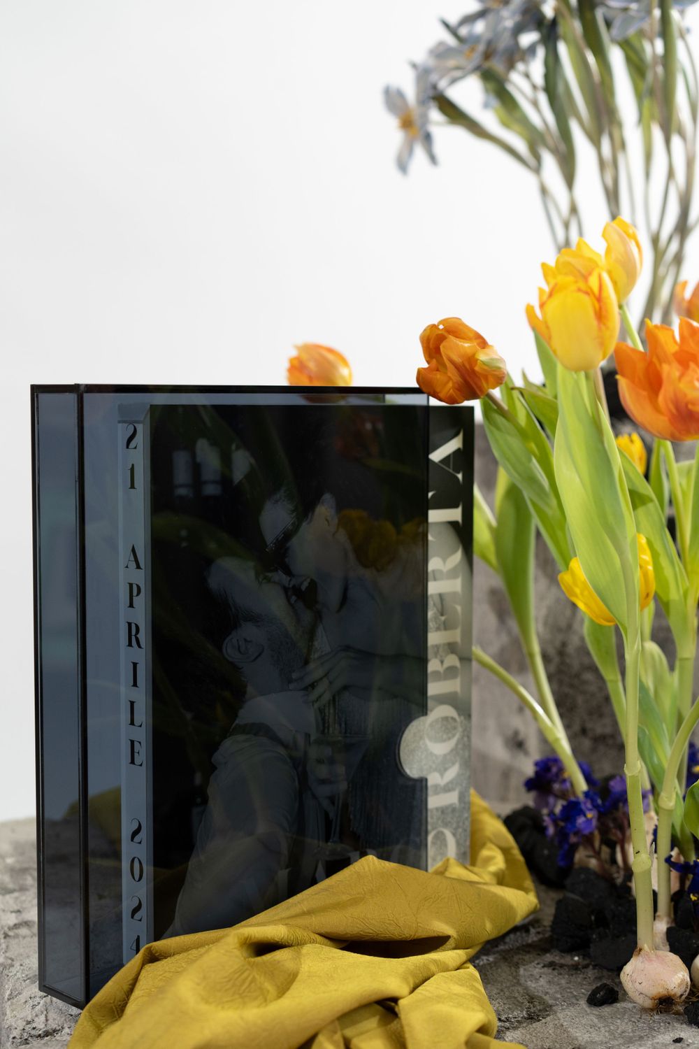Luxury fine art wedding album with editorial pages and premium print design