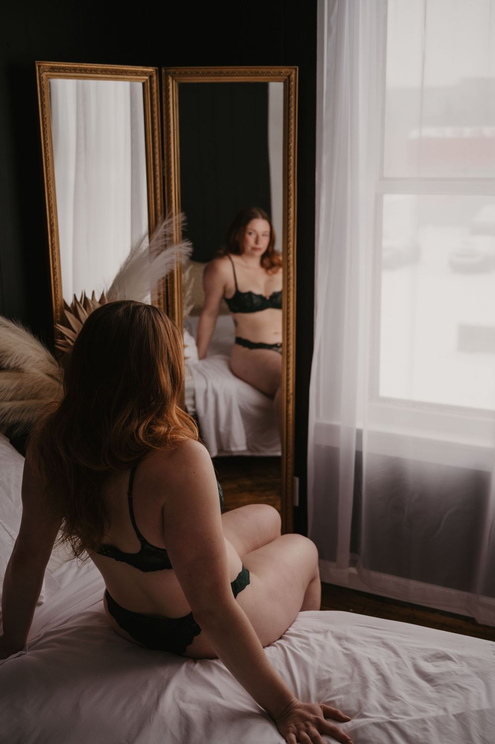 Artistic boudoir portrait in Michigan