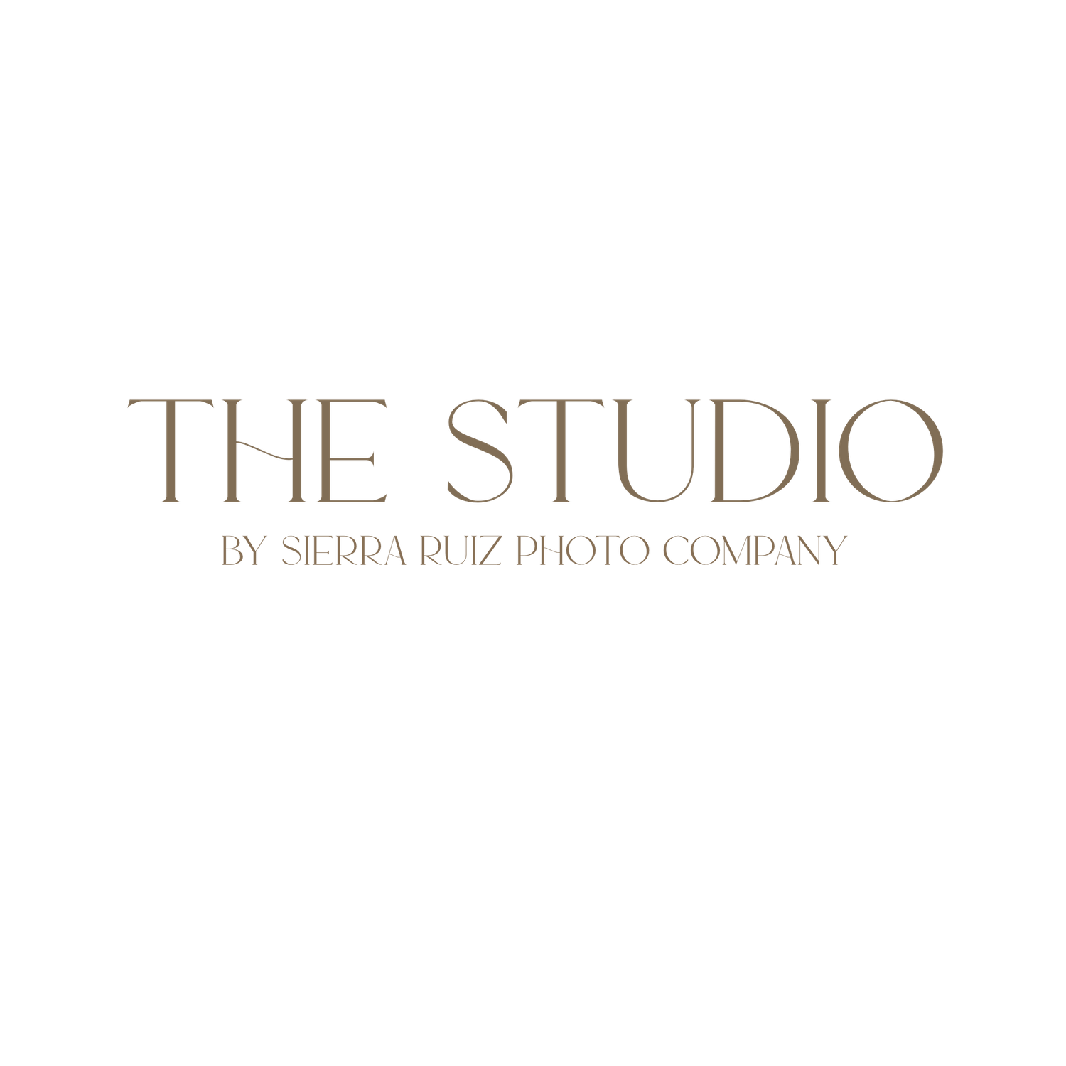 Elegant gold text logo design for 'The Studio by Sierra Ruiz Photo Company' on black background.