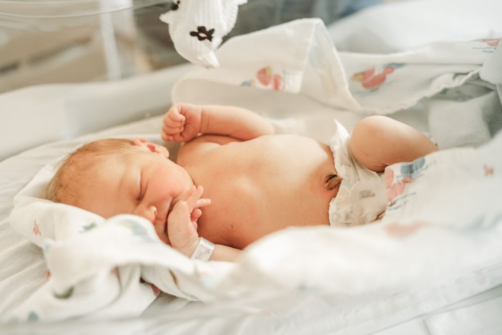 Newborn in hospital bassinet at Lovelace Womens Hospital New Mexico