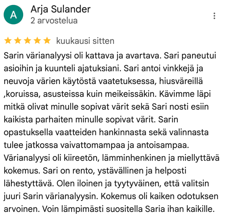 Värianalyysi Helsinki Sari Salo Photography