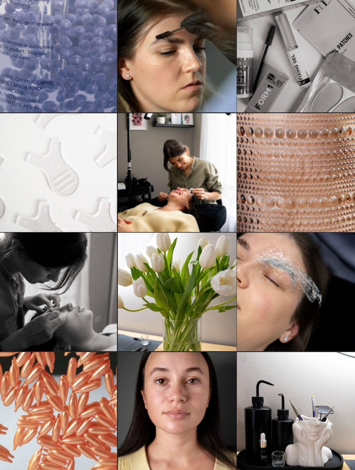 Chicago social media content for beauty services like lash lamination, waxing, permanent make up and more