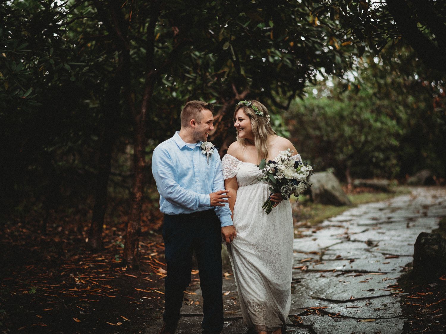 bride and groom share a laugh during their elopement