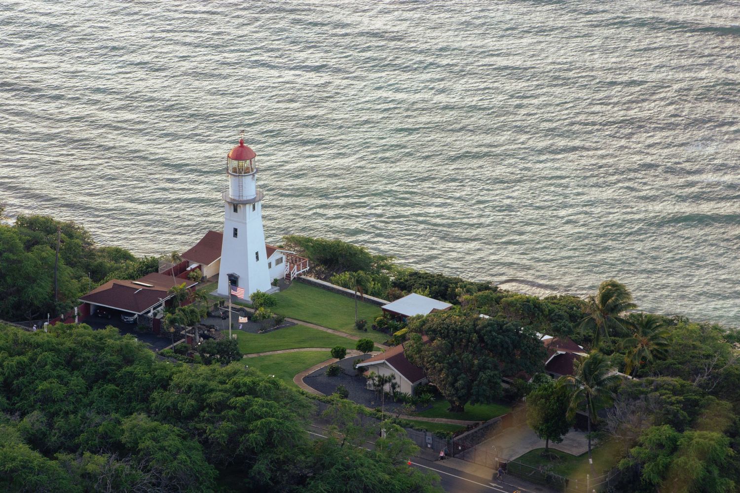Scenic lighthouse in Waikiki Hawaii. Found on a local hike around the shores.