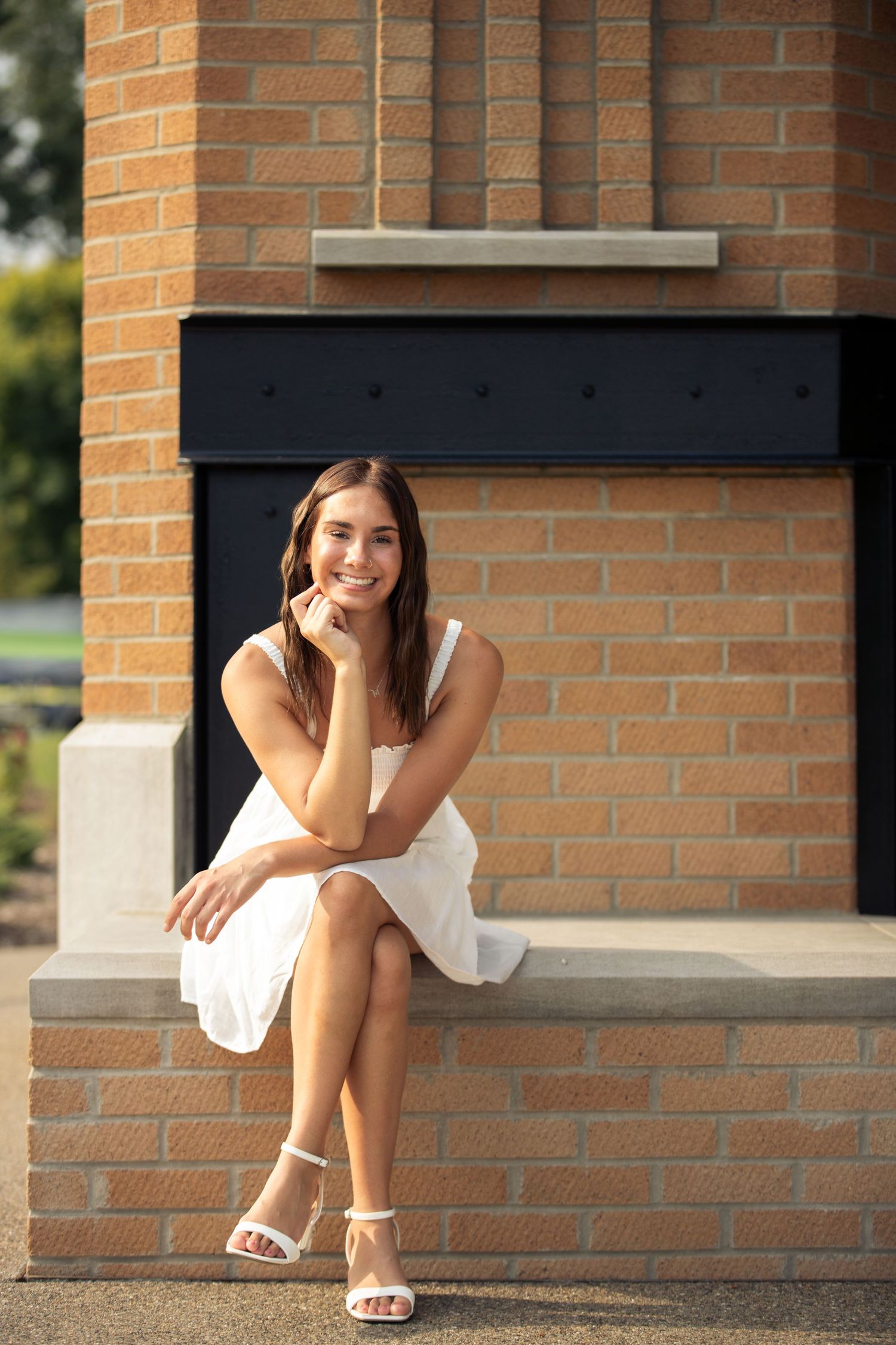 Senior portrait in downtown Milford Michigan Central Park