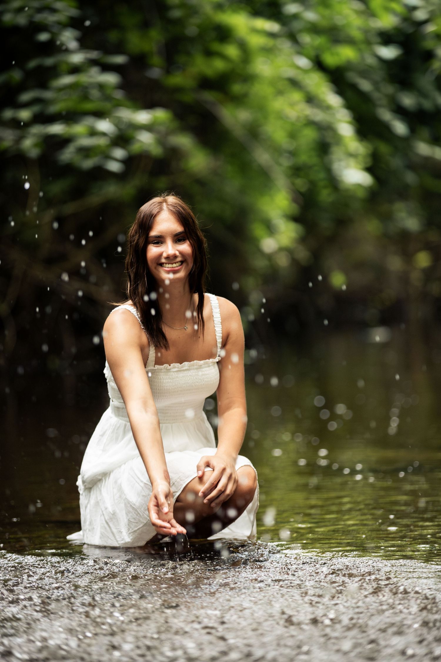 Senior portrait in downtown Milford Michigan Central Park
