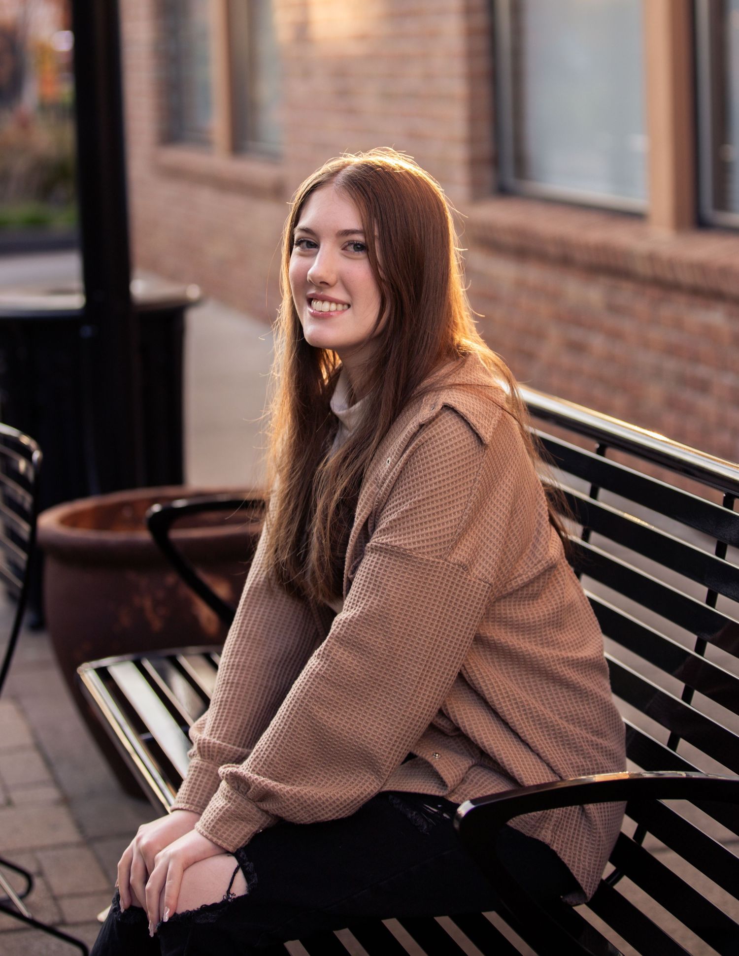 Senior portrait in downtown Milford Michigan