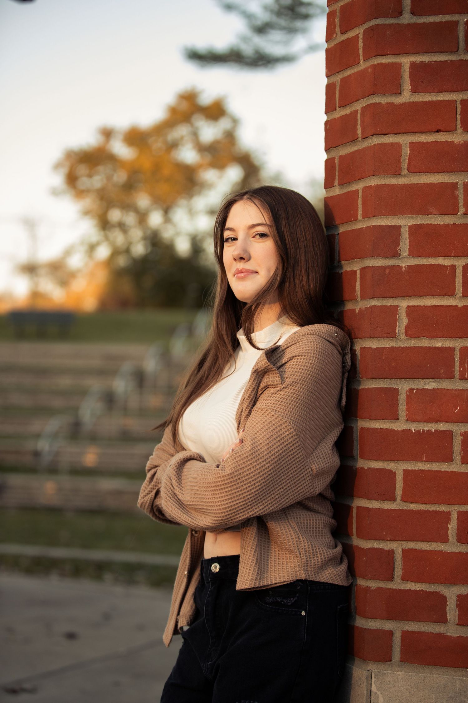 Senior portrait in downtown Milford Michigan