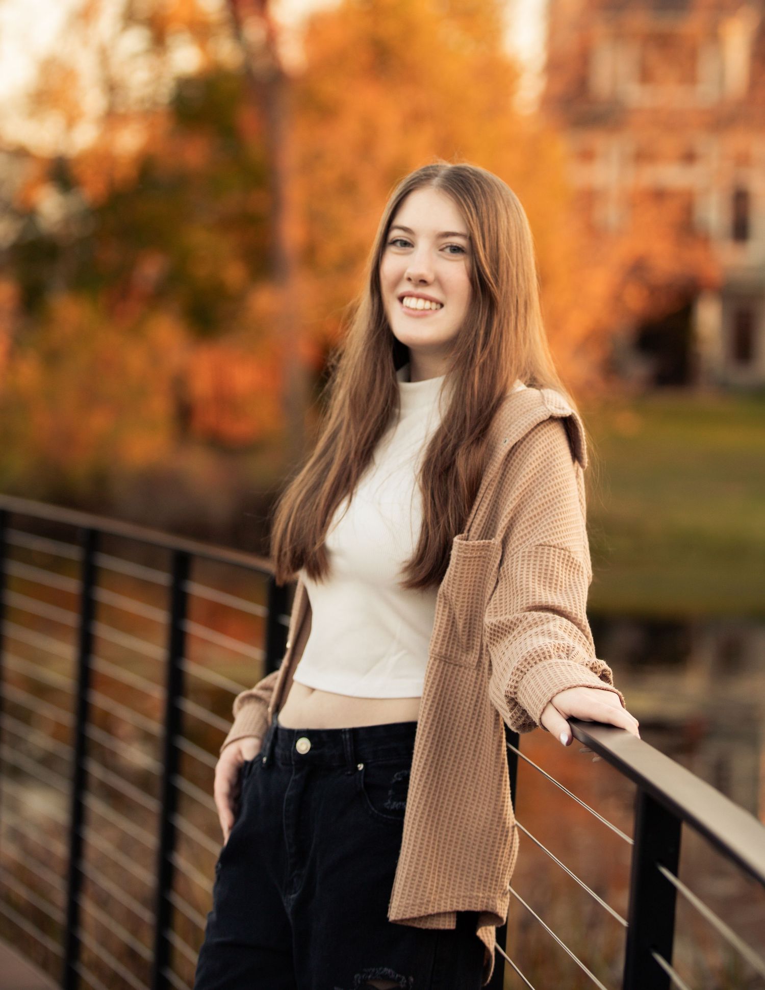 Senior portrait in downtown Milford Michigan