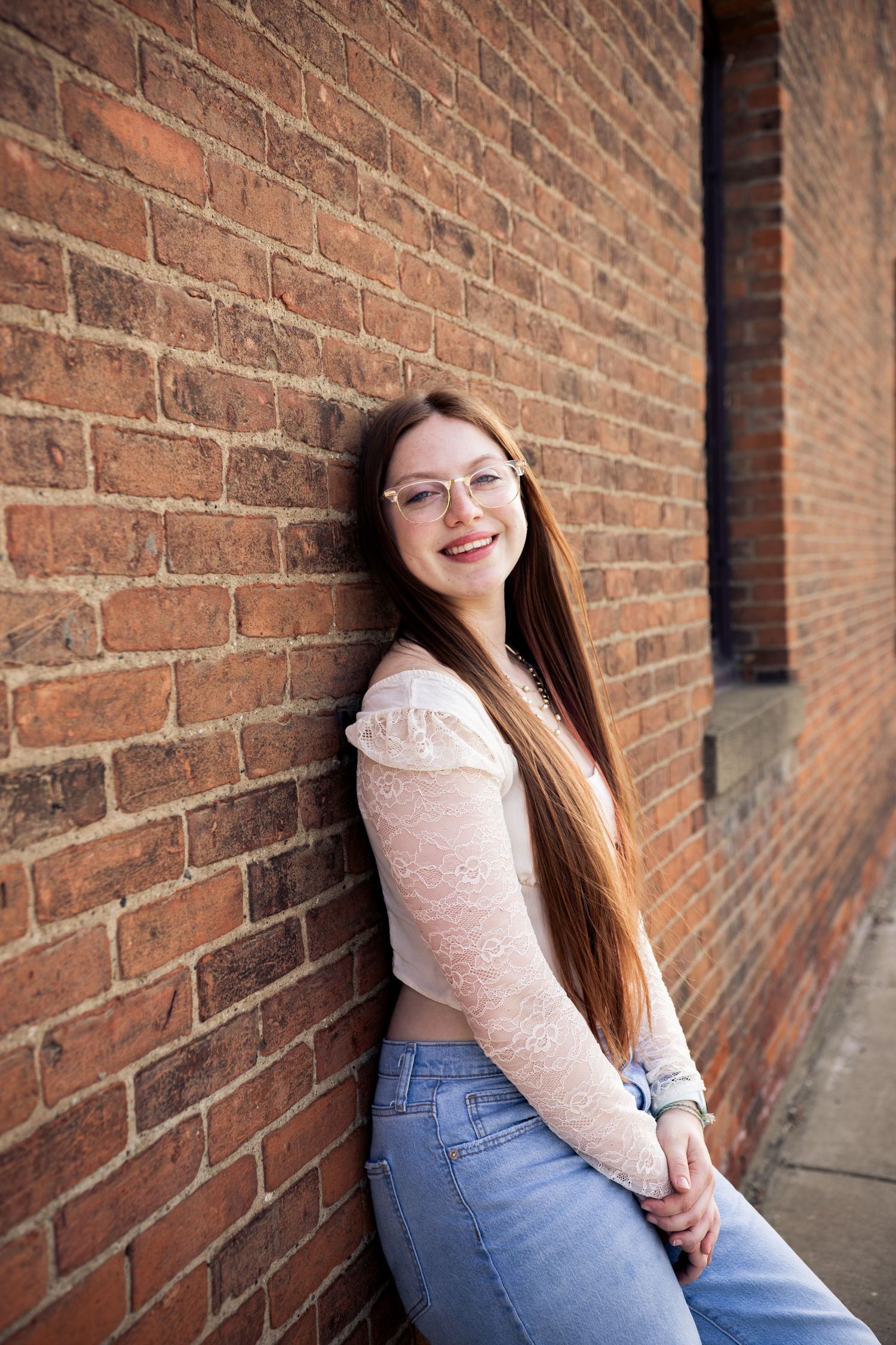 Senior portrait in downtown Milford Michigan Central Park