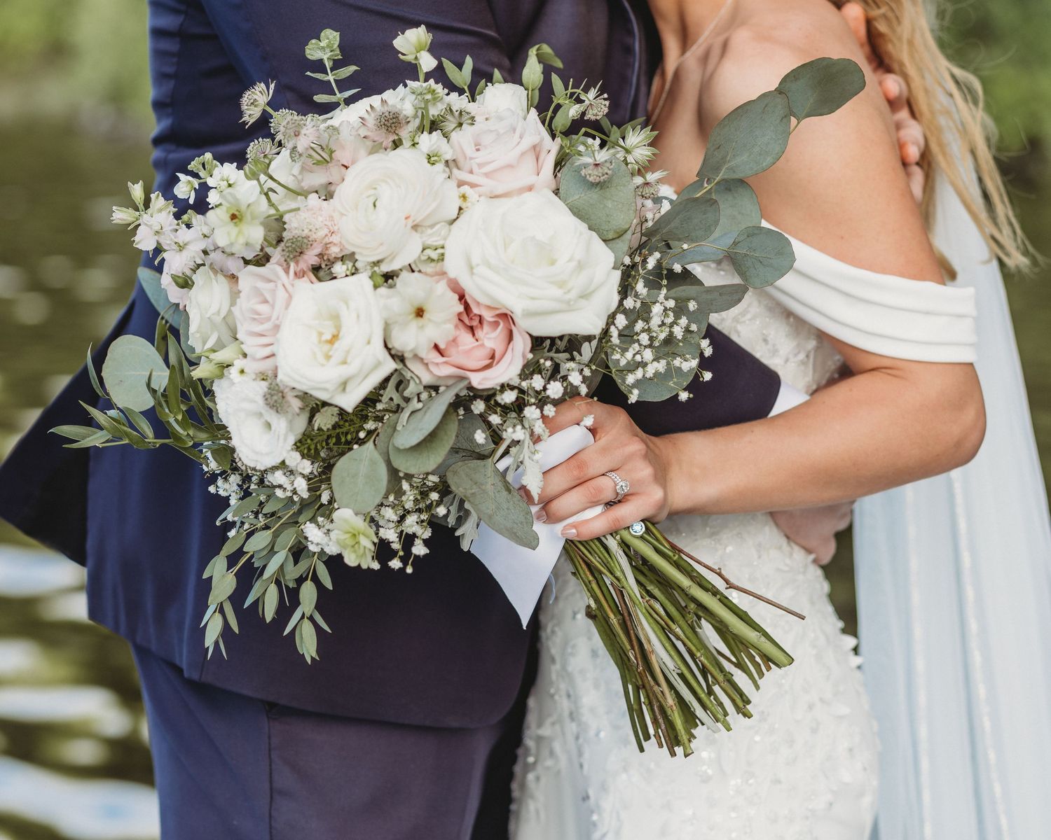 Highly Rated Maine Wedding Photographer capturing wedding day at Waters Edge location in Central Maine