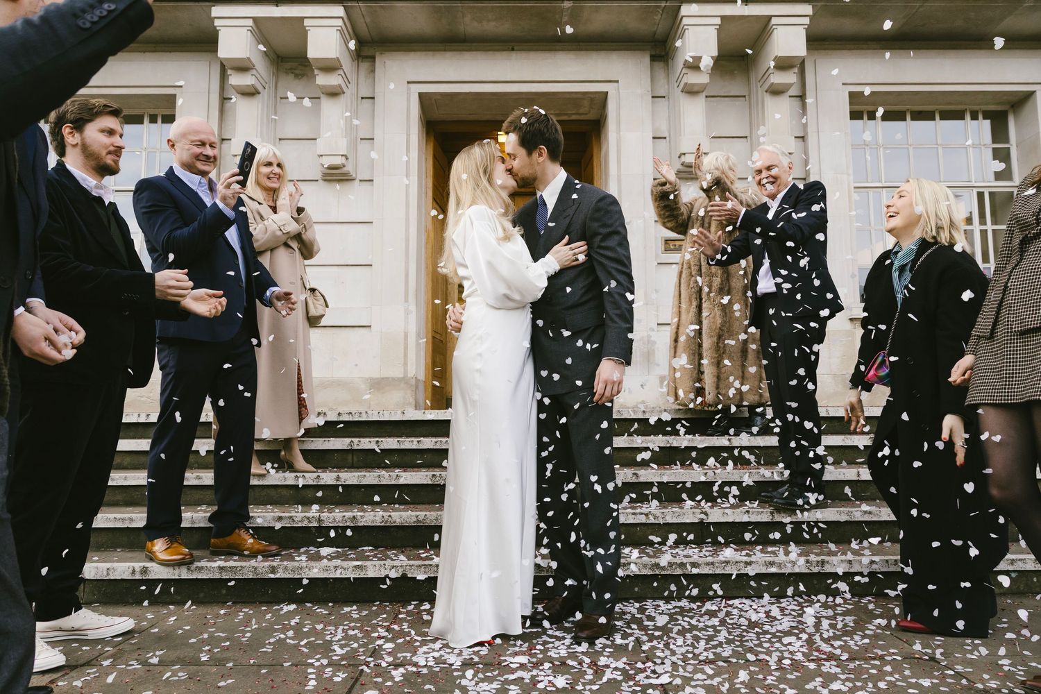 Bride and Groom just married Confetti moment, Old Marylebone Town Hall