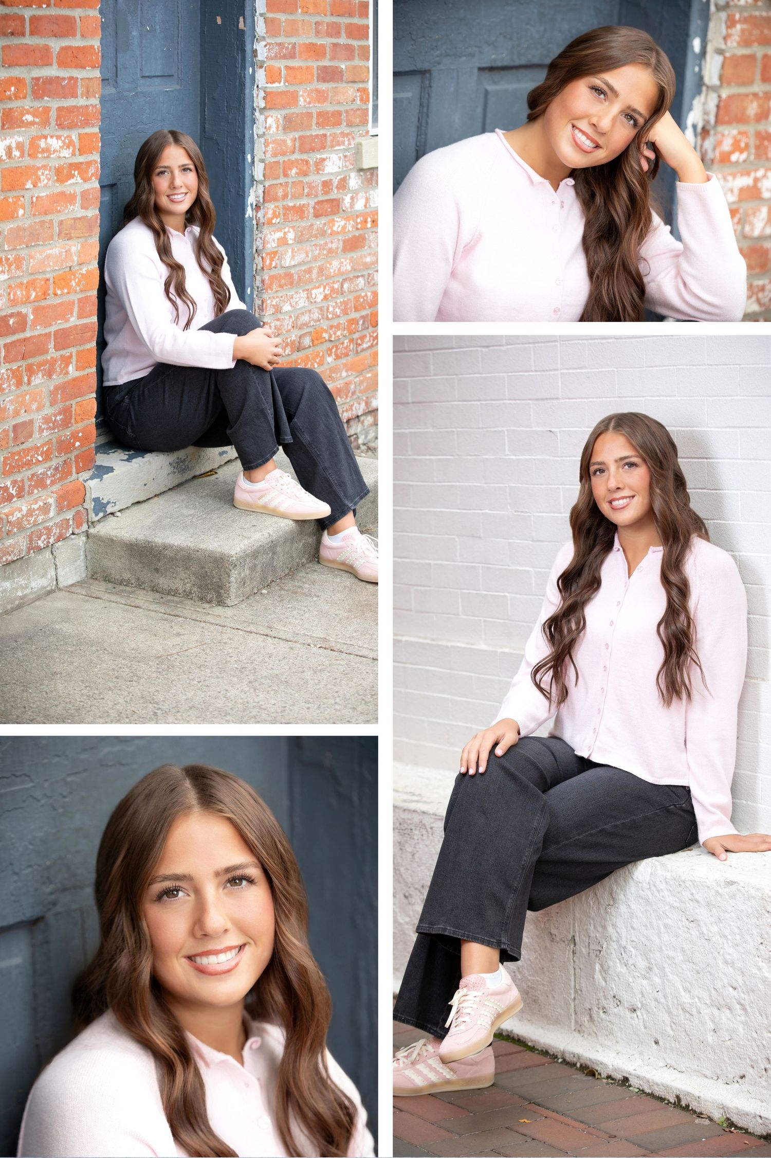 Olentangy senior pictures in Uptown Westerville featuring urban charm, brick textures, and timeless senior portraits..