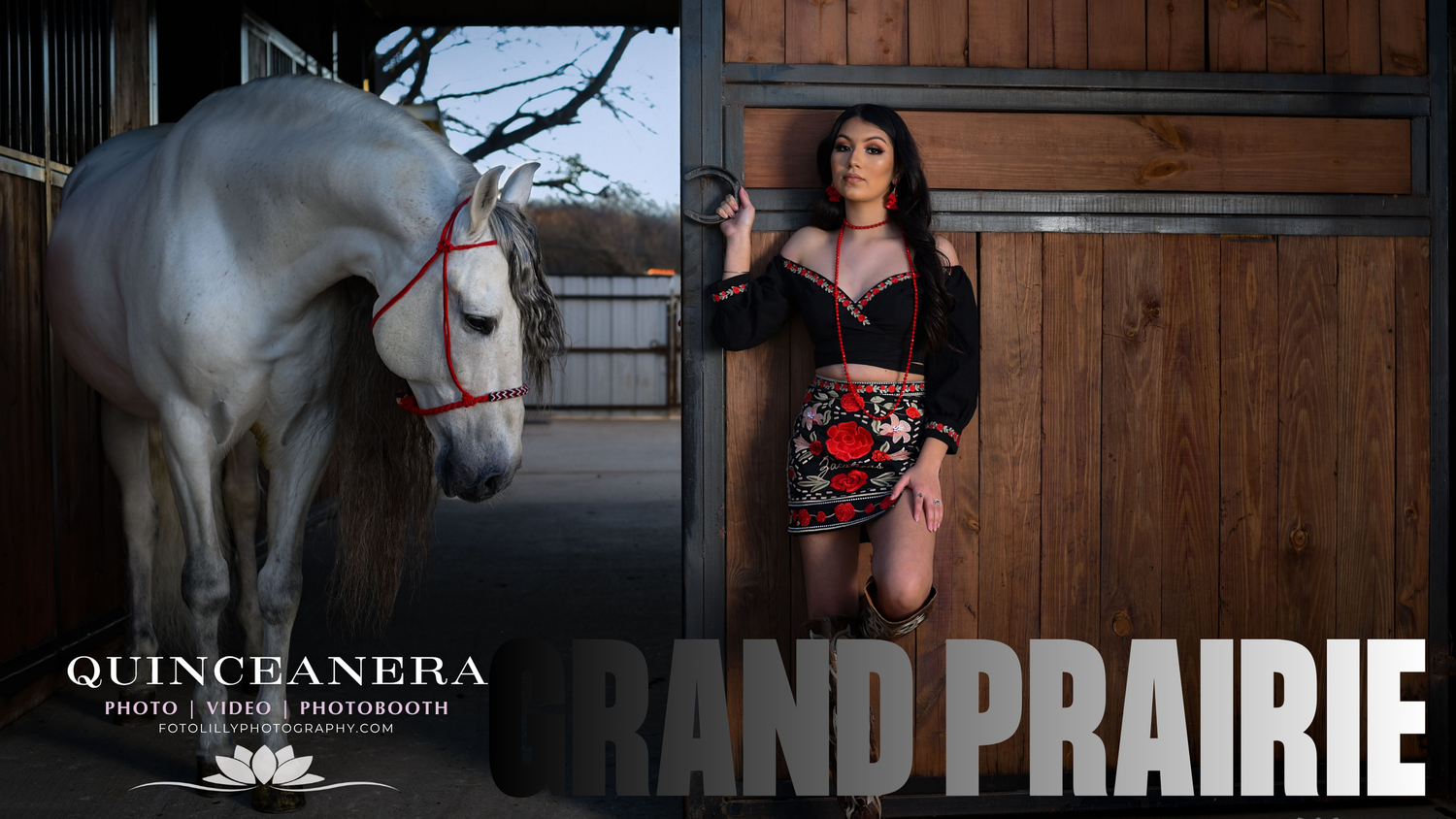 Grand Prairie quinceañera horse photoshoot at Rancho de las 4 Riatas by Fotolilly Photography serving Dallas Fort Worth families. dfw