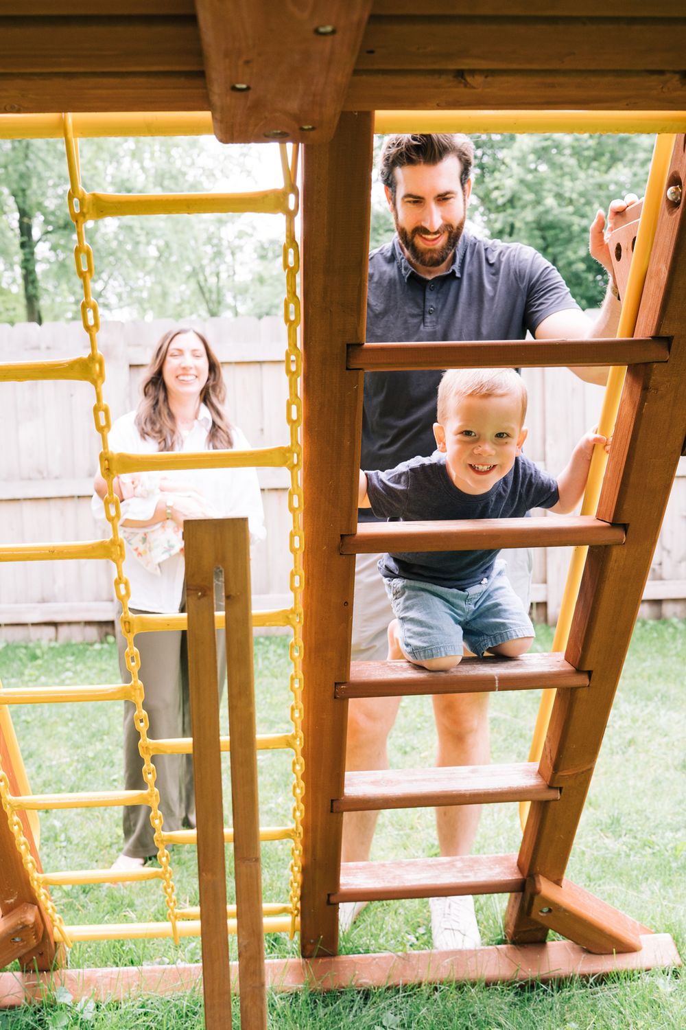 At home candid family portrait session in Illinois.
