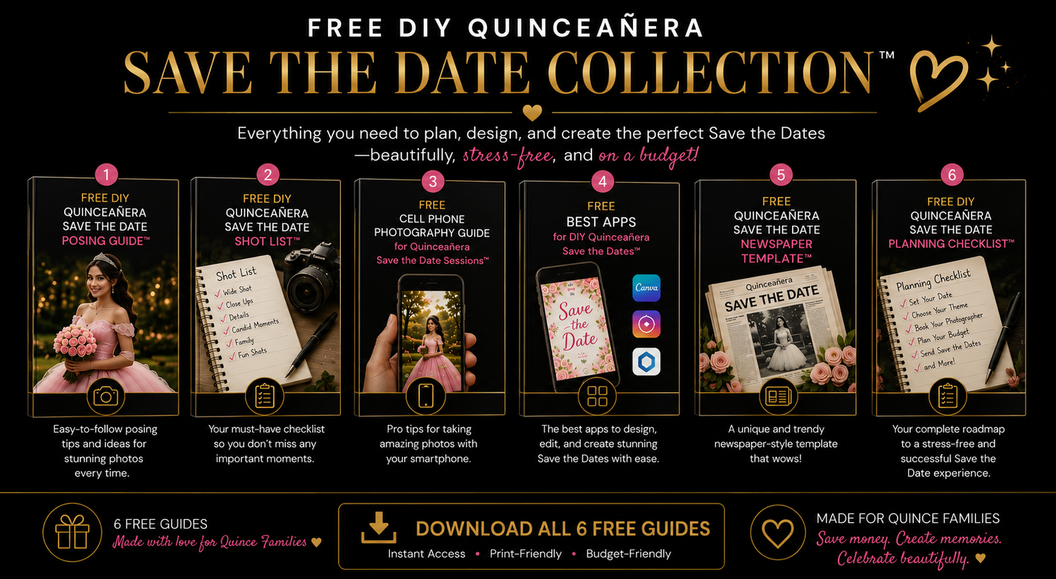 DIY Quinceañera Save the Date session in Dallas Fort Worth showcasing beautiful Quince photography ideas with a luxury outdoor backdrop