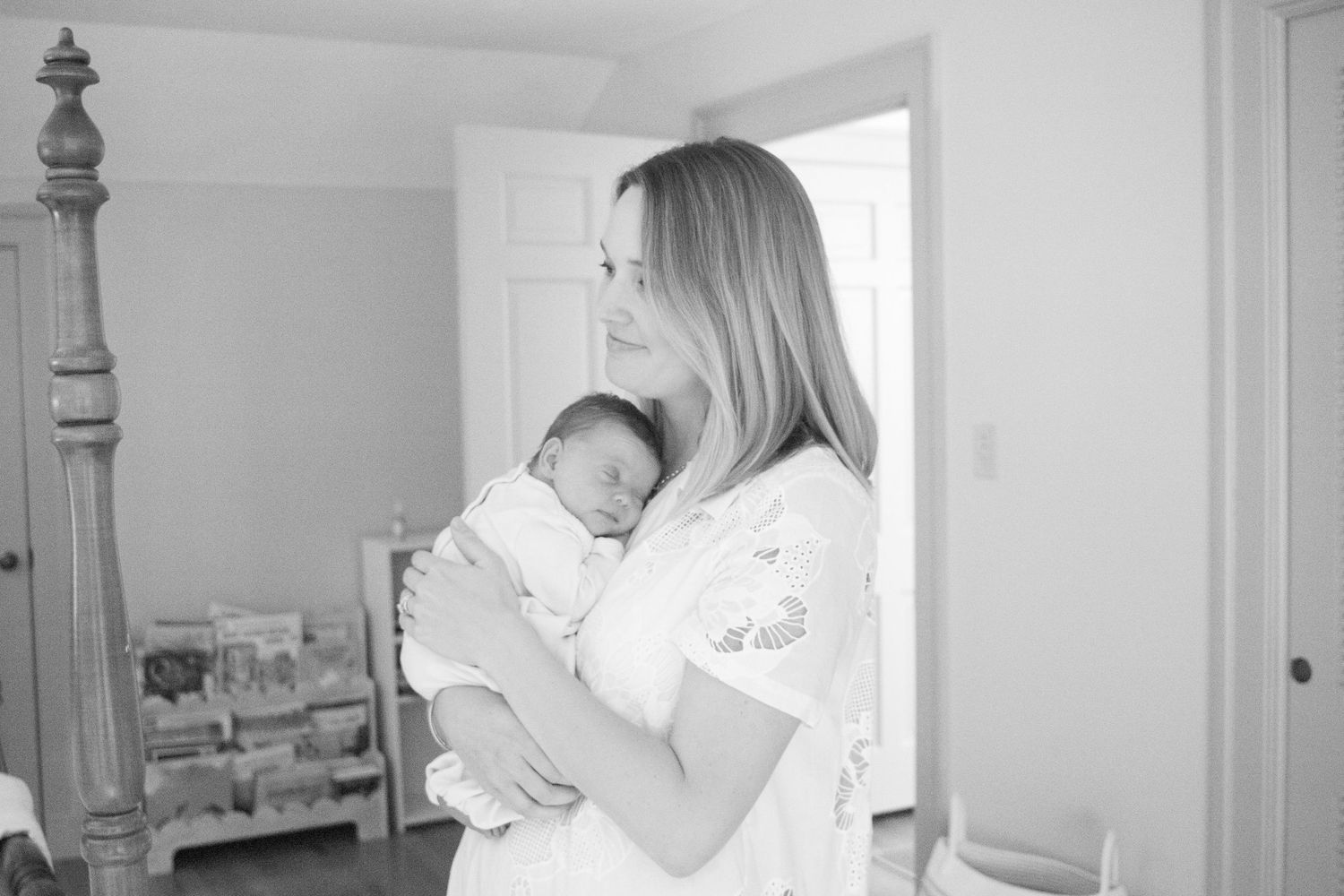 Classic Southern in home newborn lifestyle portrait with parents
