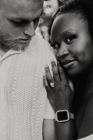 black and white engagement ring photo