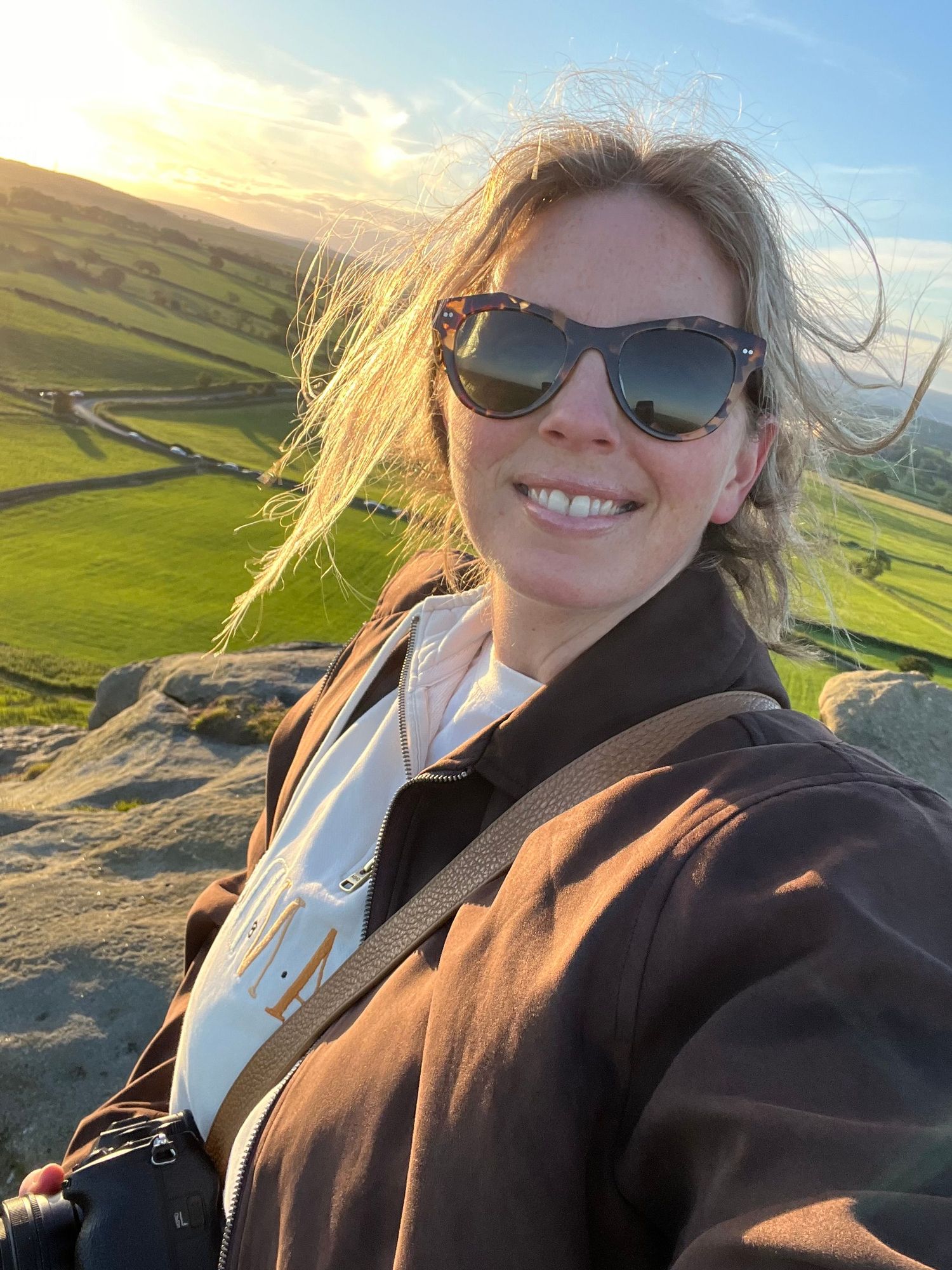 lydia nimmo selfie with sony camera travelling in northern england