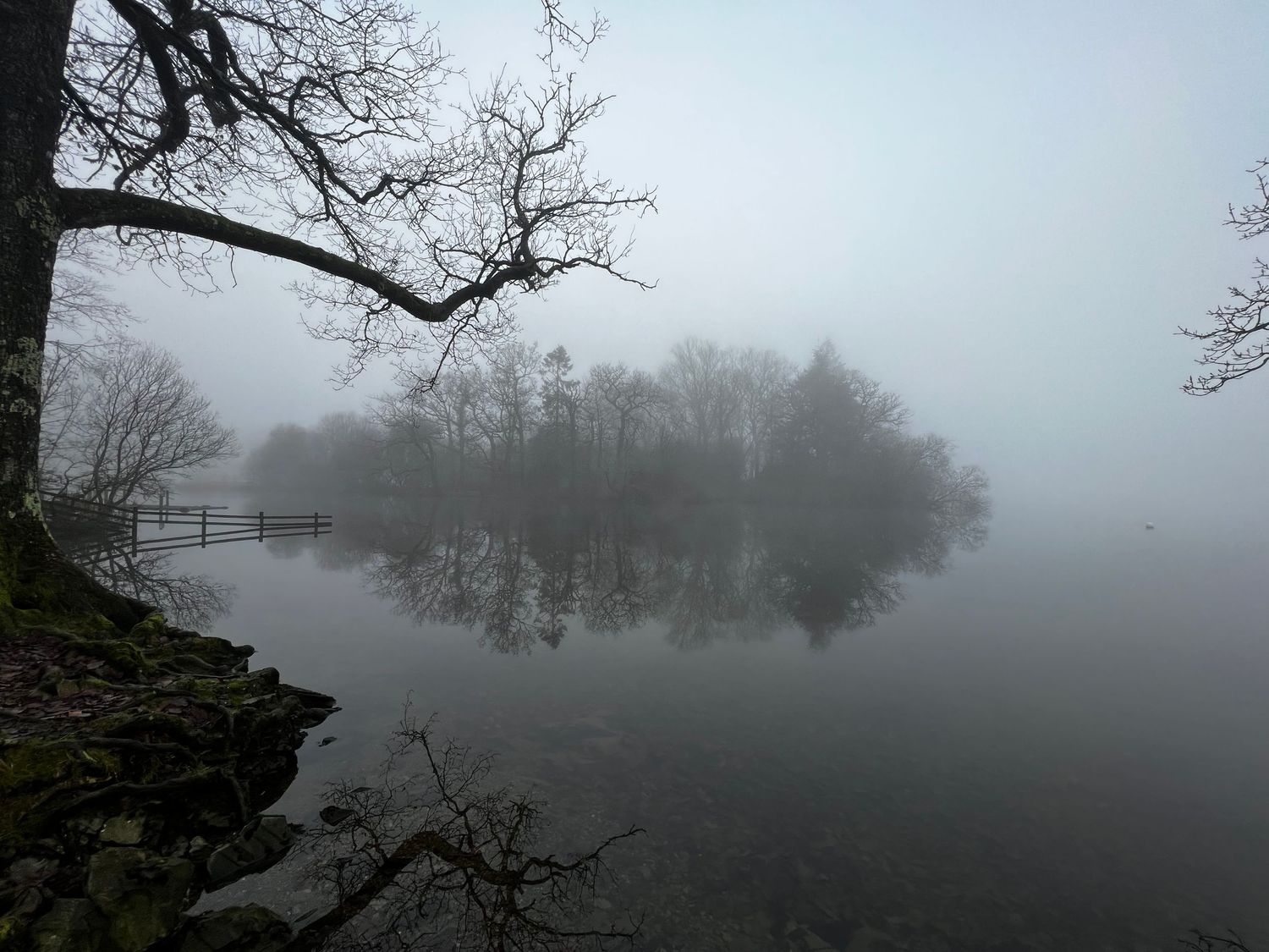 Windermere, the Lake District in early morning fog