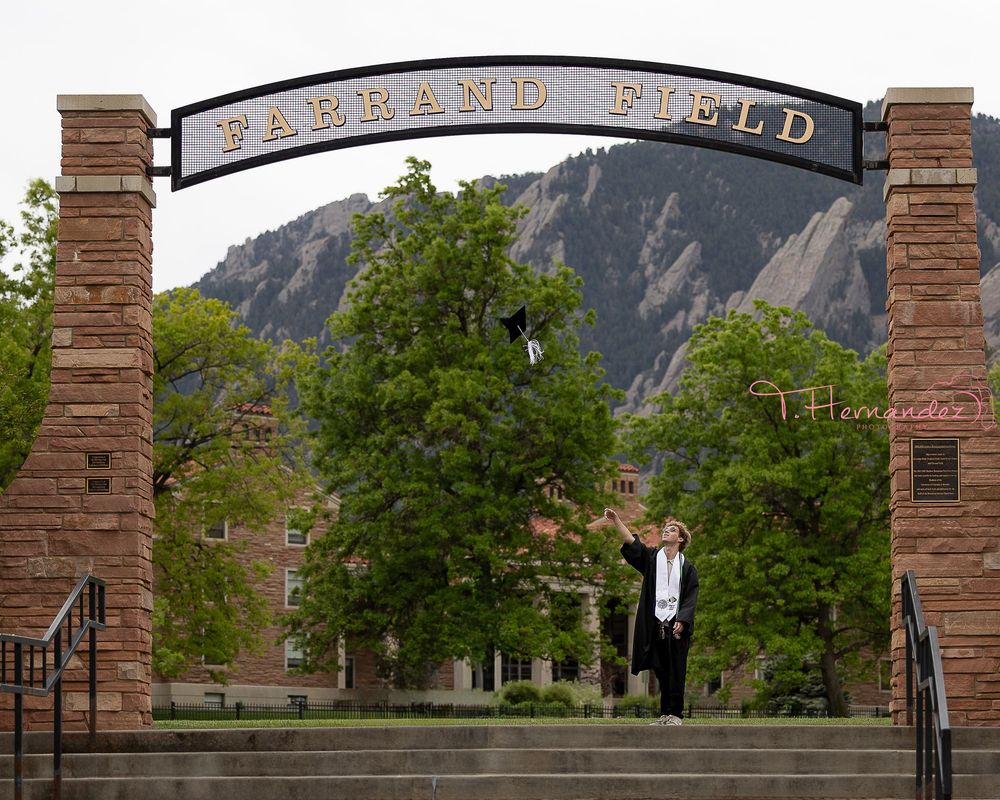 CU Boulder & South Carolina graduation photographer specializing in senior portraits, cap-and-gown photos, and college grad sessions.