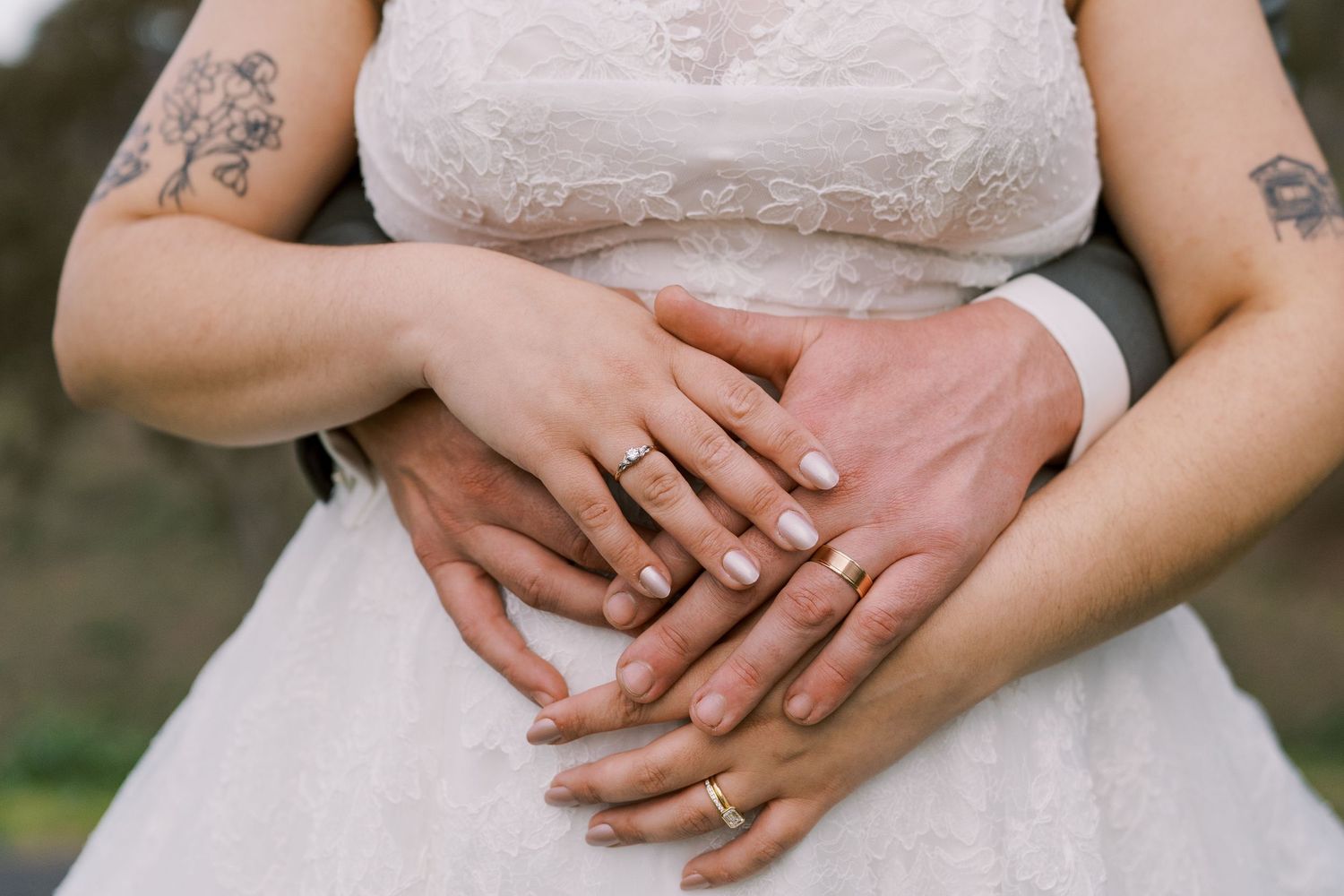 bride and groom kissing passionately