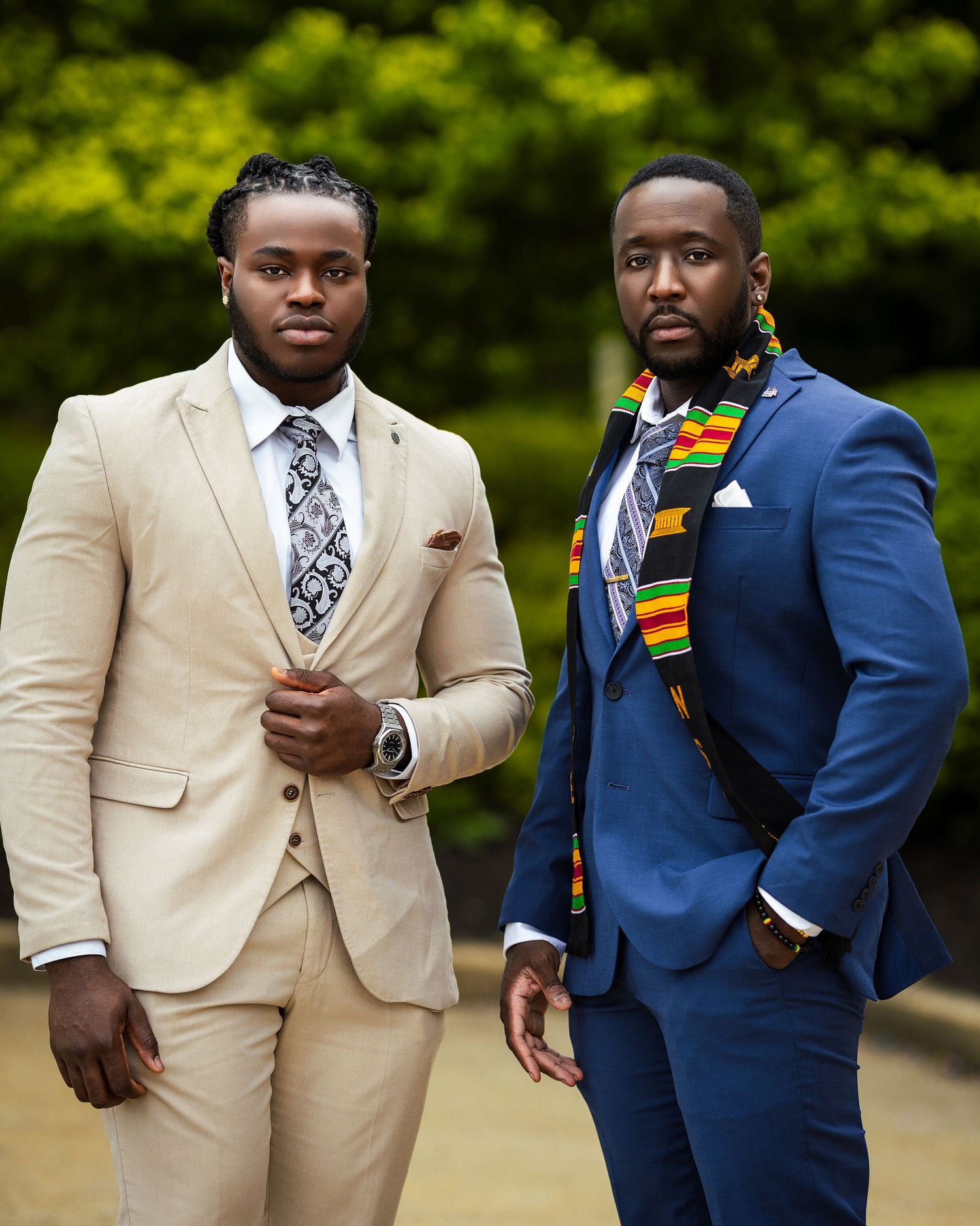 Two men in suits — editorial graduation portrait by Timoy B Photography, Atlanta.