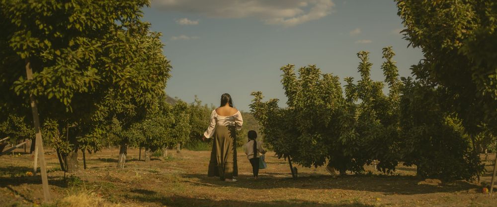 Mommy and me photography in an apple orchard